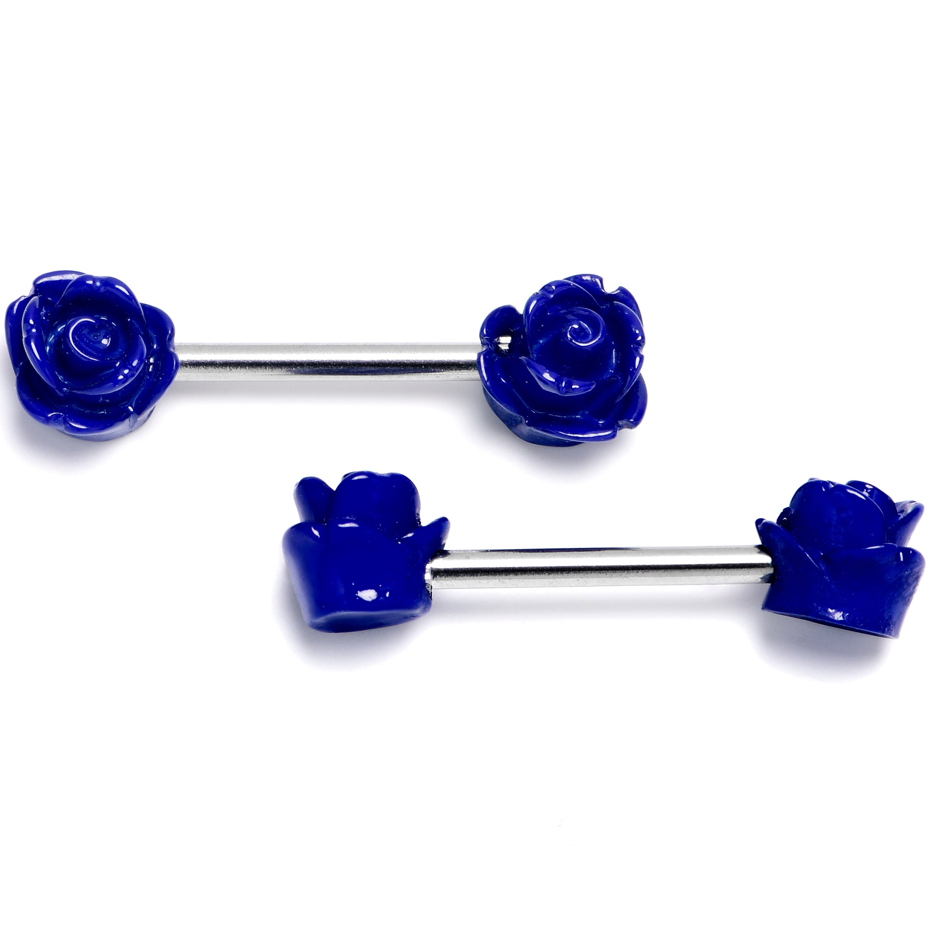 BodyCandy 14G 1/2 Open Bloom Rose Purple Barbell Nipple Ring Set — main product shot