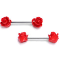 BodyCandy 14G 1/2 Open Bloom Rose Red Barbell Nipple Ring Set — main product shot