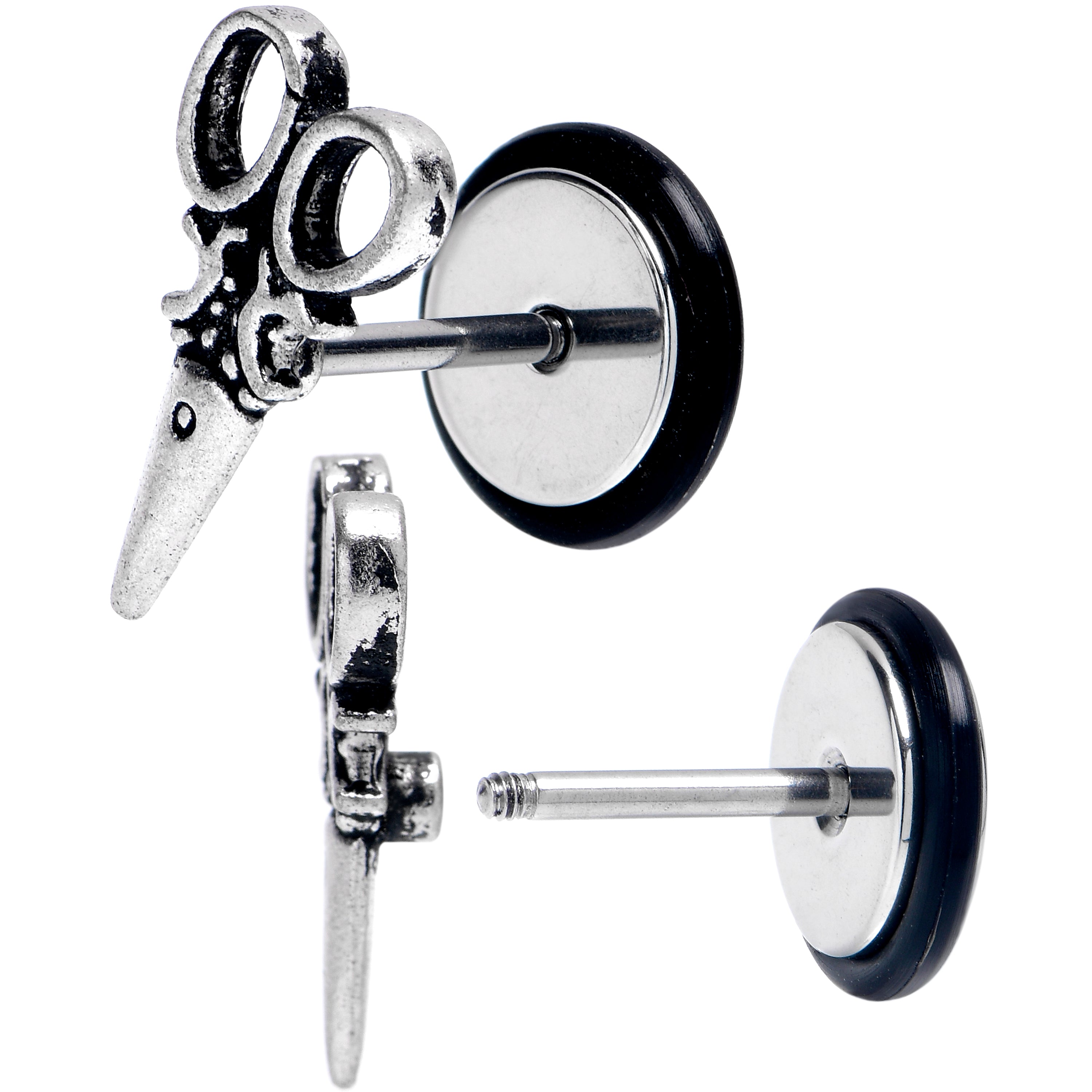 BodyCandy 16G 5/16 Antique Scissors Shears Cheater Plug Set — main product shot
