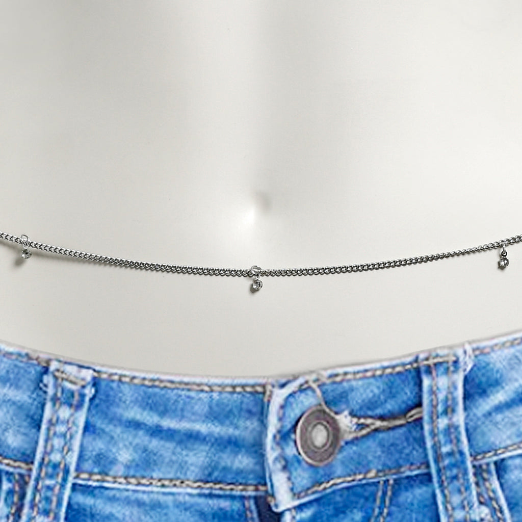 BodyCandy Clear Gem Simply Dangle Belly Chain — detail close-up