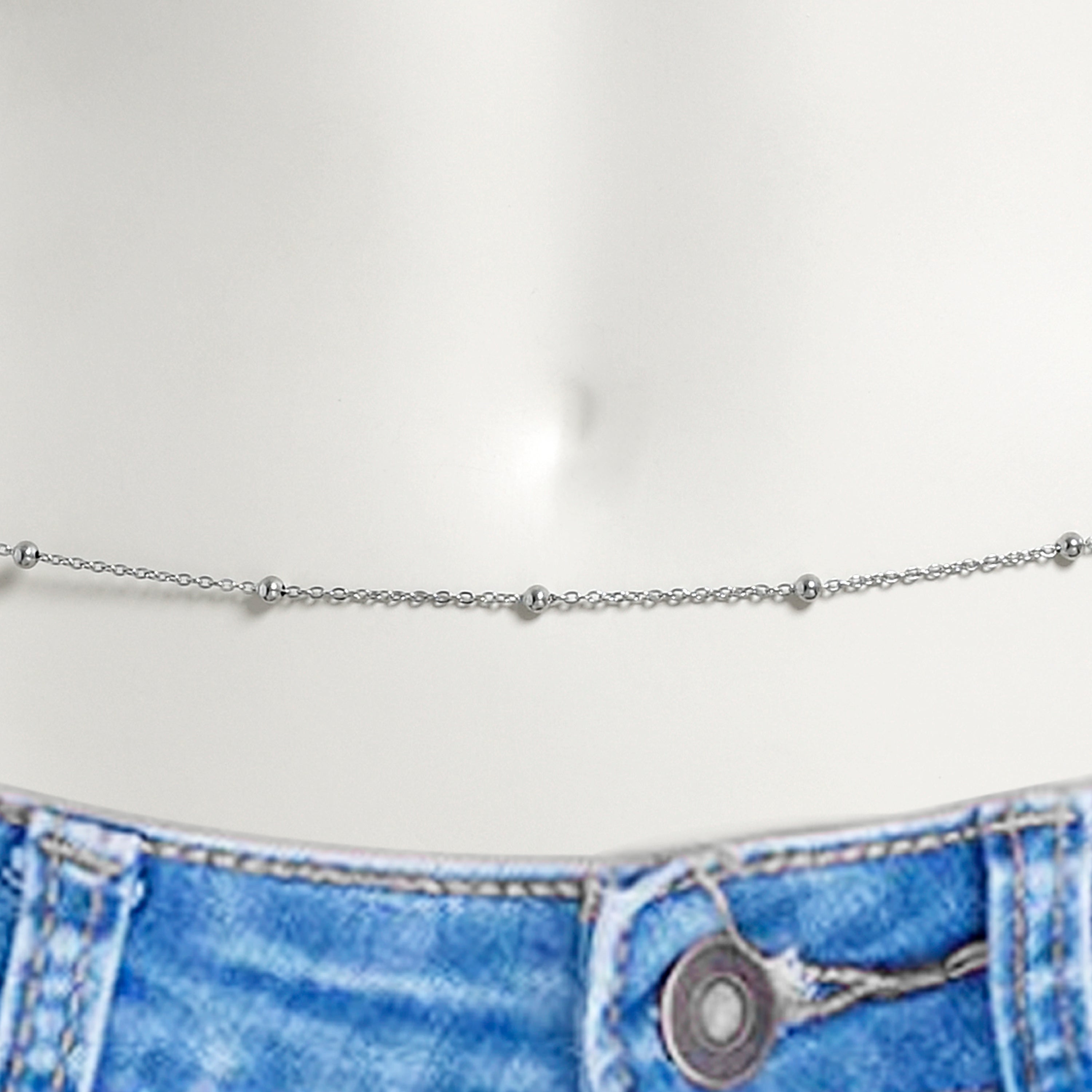 BodyCandy Ball Chain Style Belly Chain — detail close-up