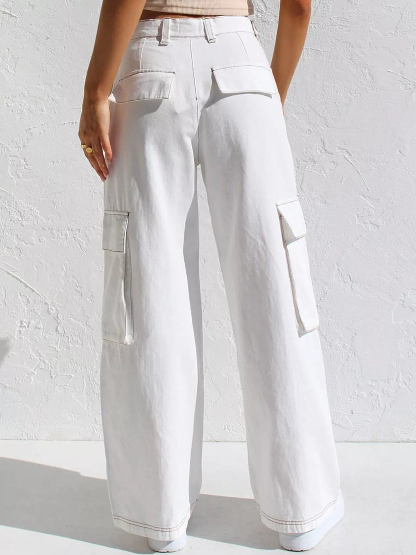 High-Waisted Wide Leg Cargo Jeans