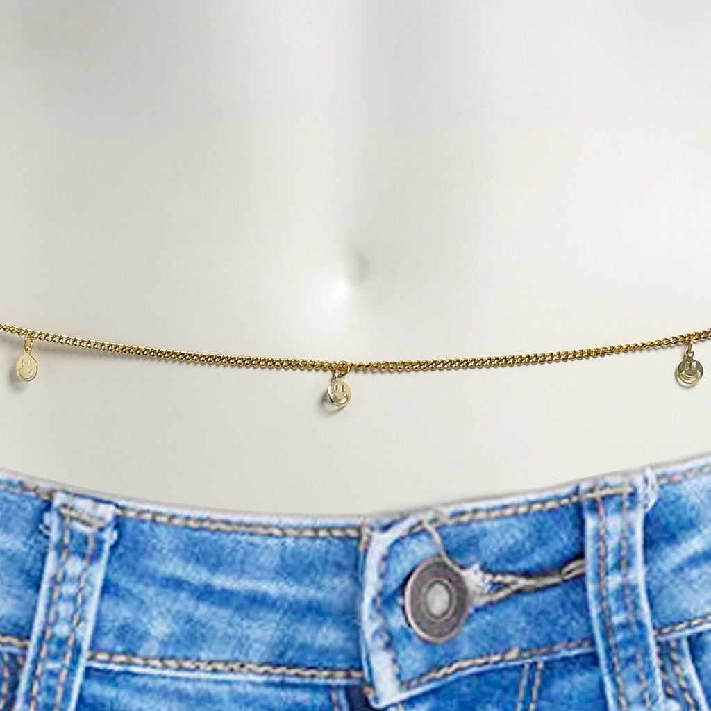 BodyCandy Gold Tone Round Dangles Belly Chain — detail close-up
