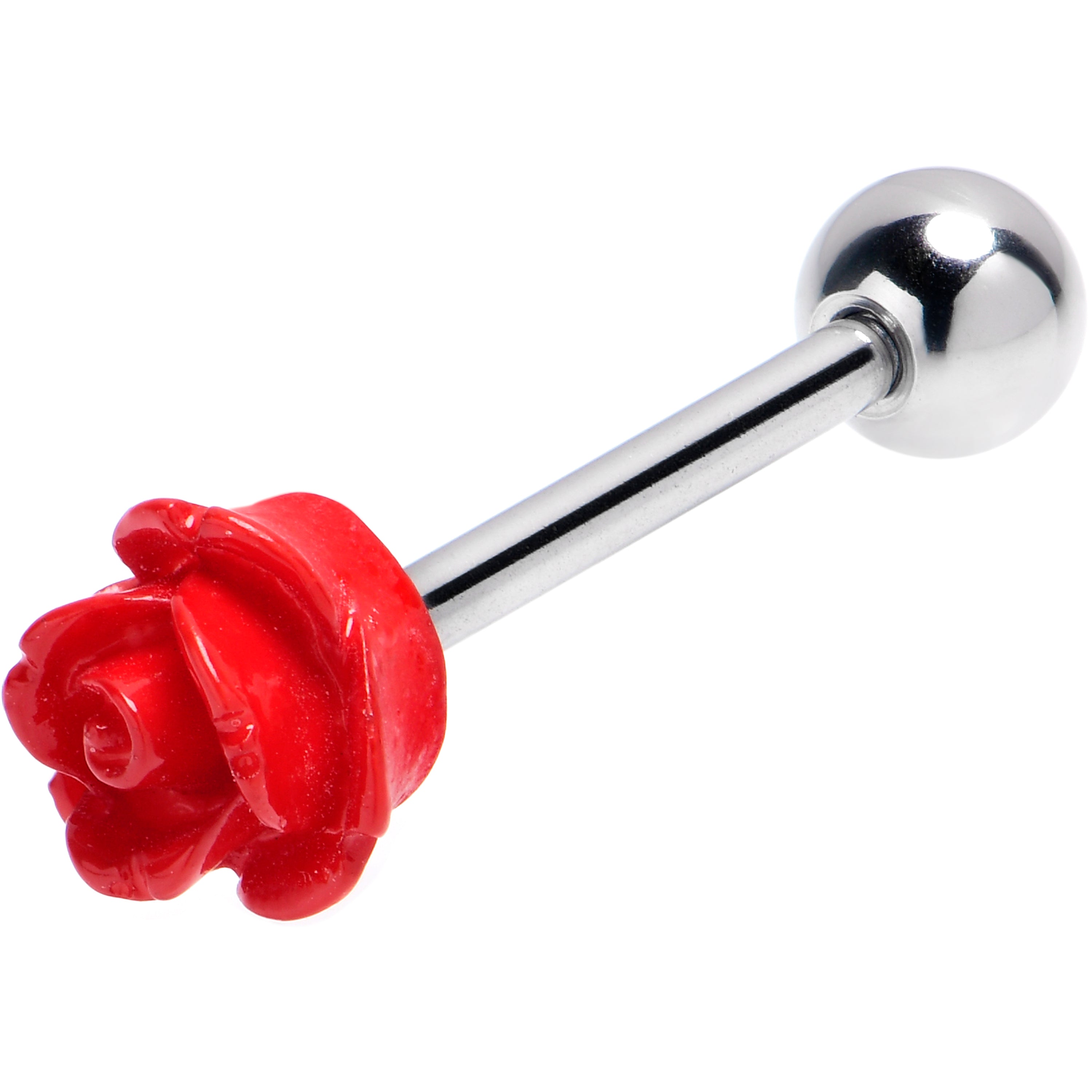 BodyCandy Open Bloom Rose Red Barbell Tongue Ring — main product shot