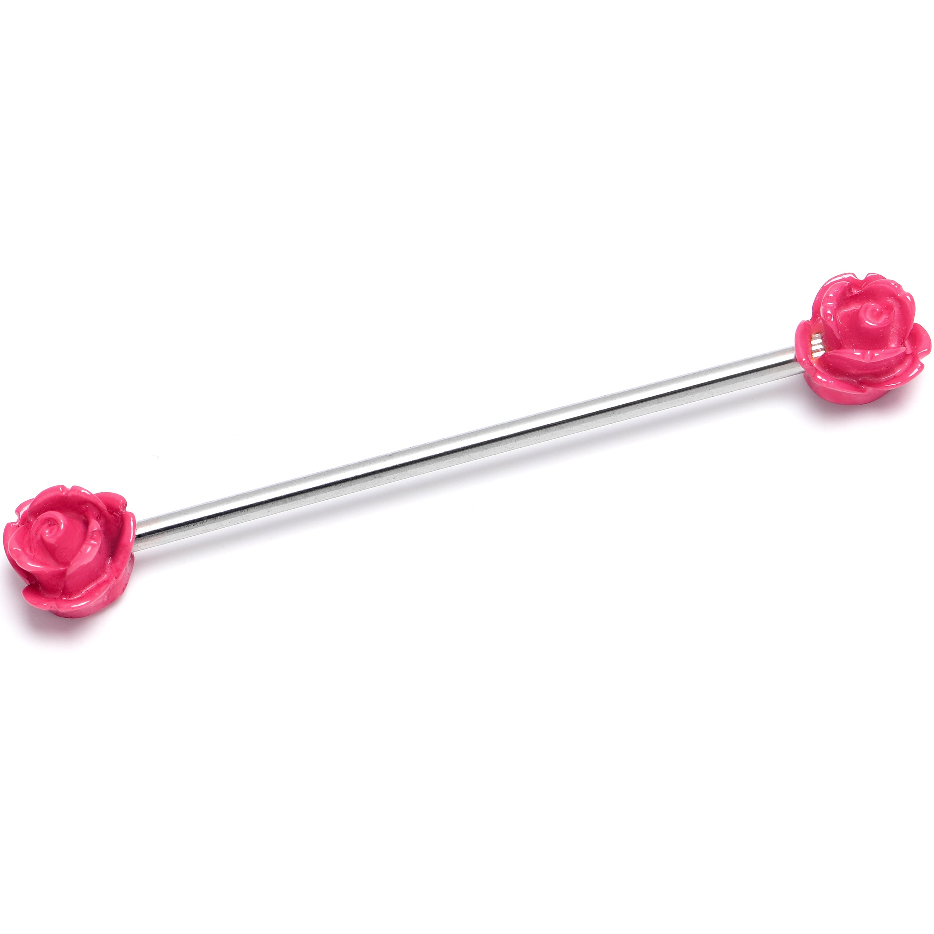 BodyCandy 14G Open Bloom Rose Pink Industrial Barbell 38mm — main product shot