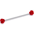 BodyCandy 14G Open Bloom Rose Red Industrial Barbell 38mm — main product shot