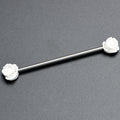 BodyCandy 14G Open Bloom Rose White Industrial Barbell 38mm — main product shot