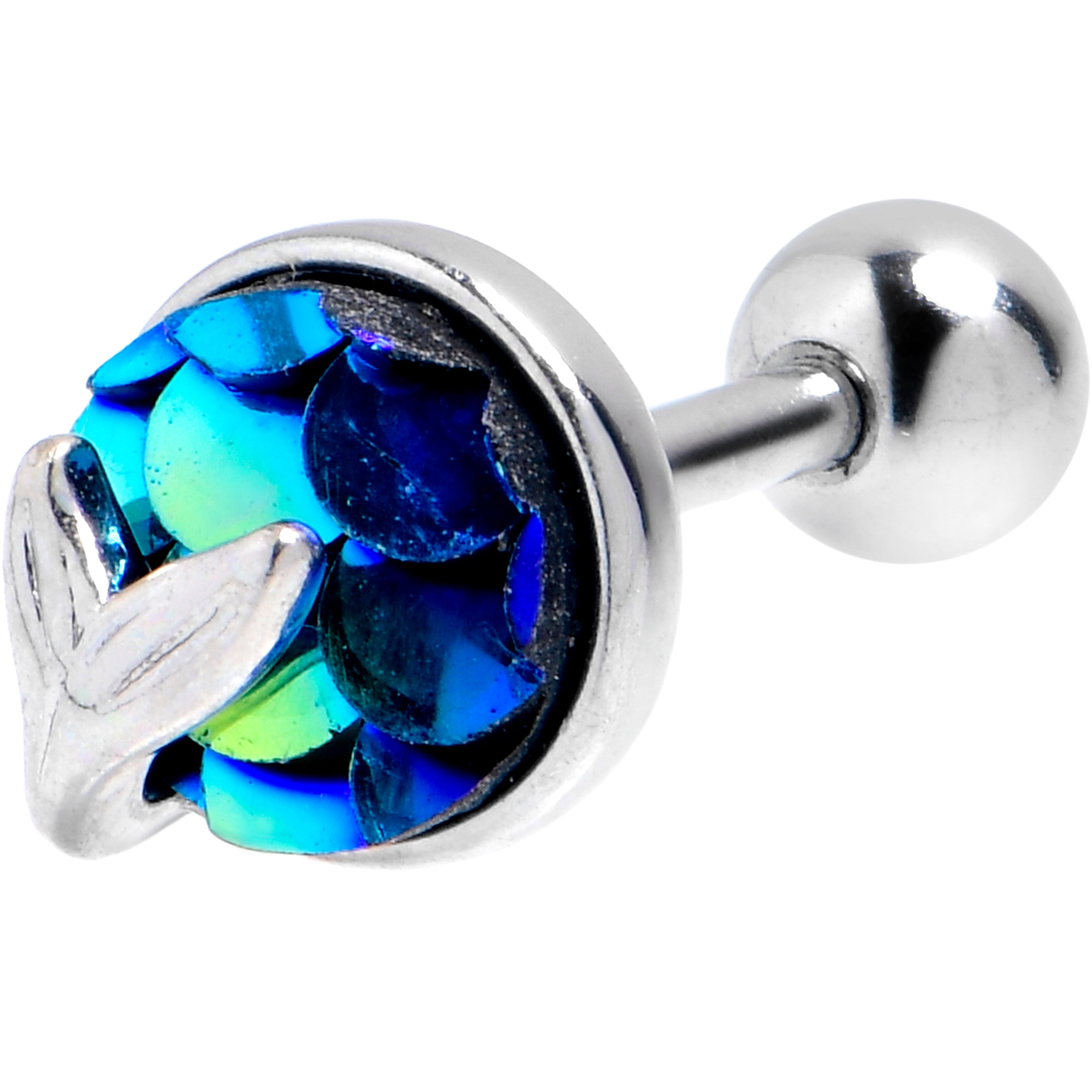 BodyCandy 16G 1/4 Mermaid Dark Blue Scale Tail Cartilage Tragus Earring — main product shot