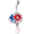 BodyCandy Pink Gem Passion Flower Butterfly Dangle Belly Ring — main product shot