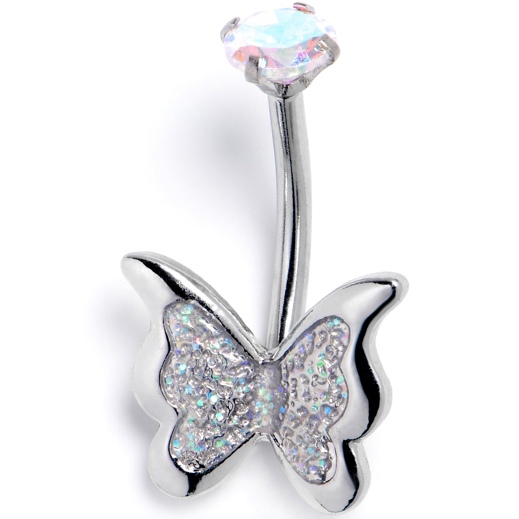 BodyCandy Aurora CZ Gem Fab Butterfly Internally Threaded Belly Ring — main product shot