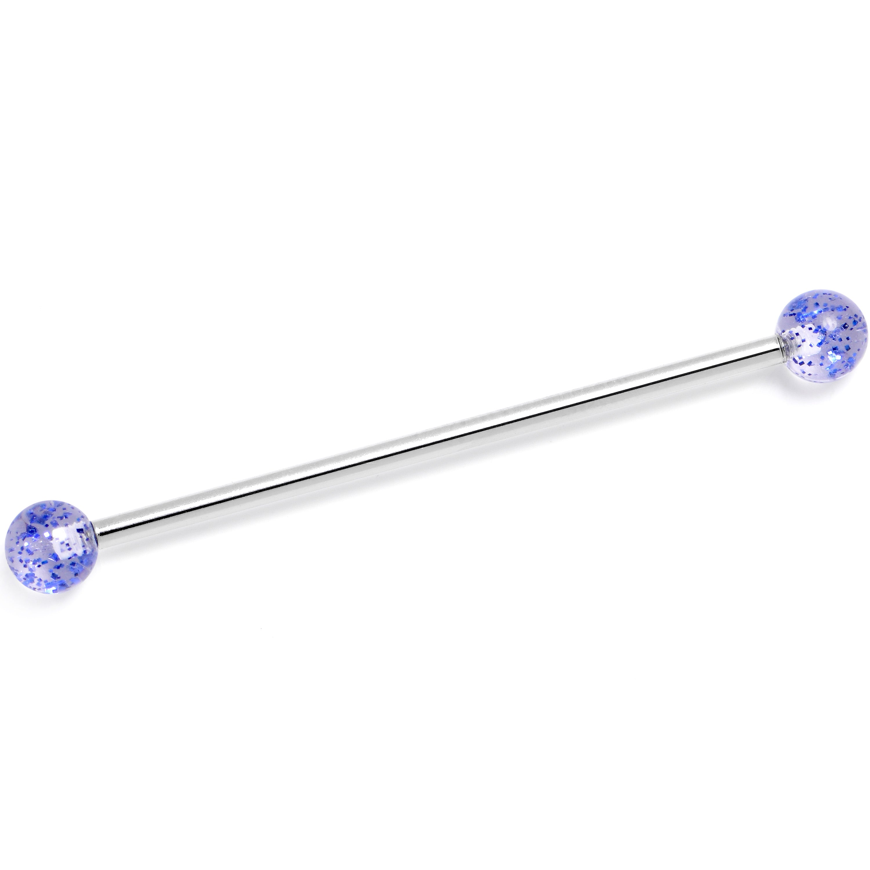 BodyCandy 14G Internally Threaded Blue Glitter Ends Industrial Barbell 38mm — main product shot