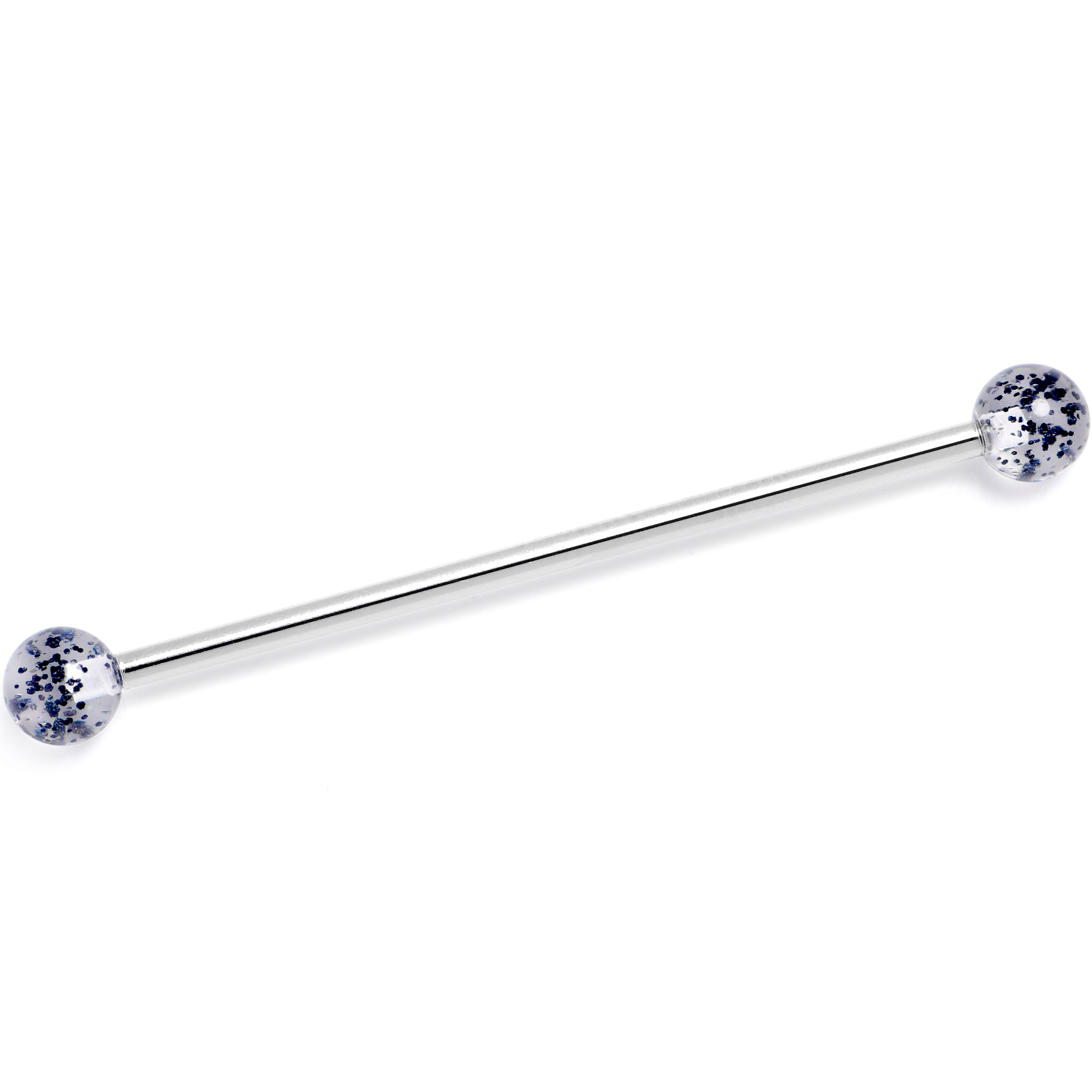 BodyCandy 14G Internally Threaded Black Glitter Ends Industrial Barbell 38mm — main product shot