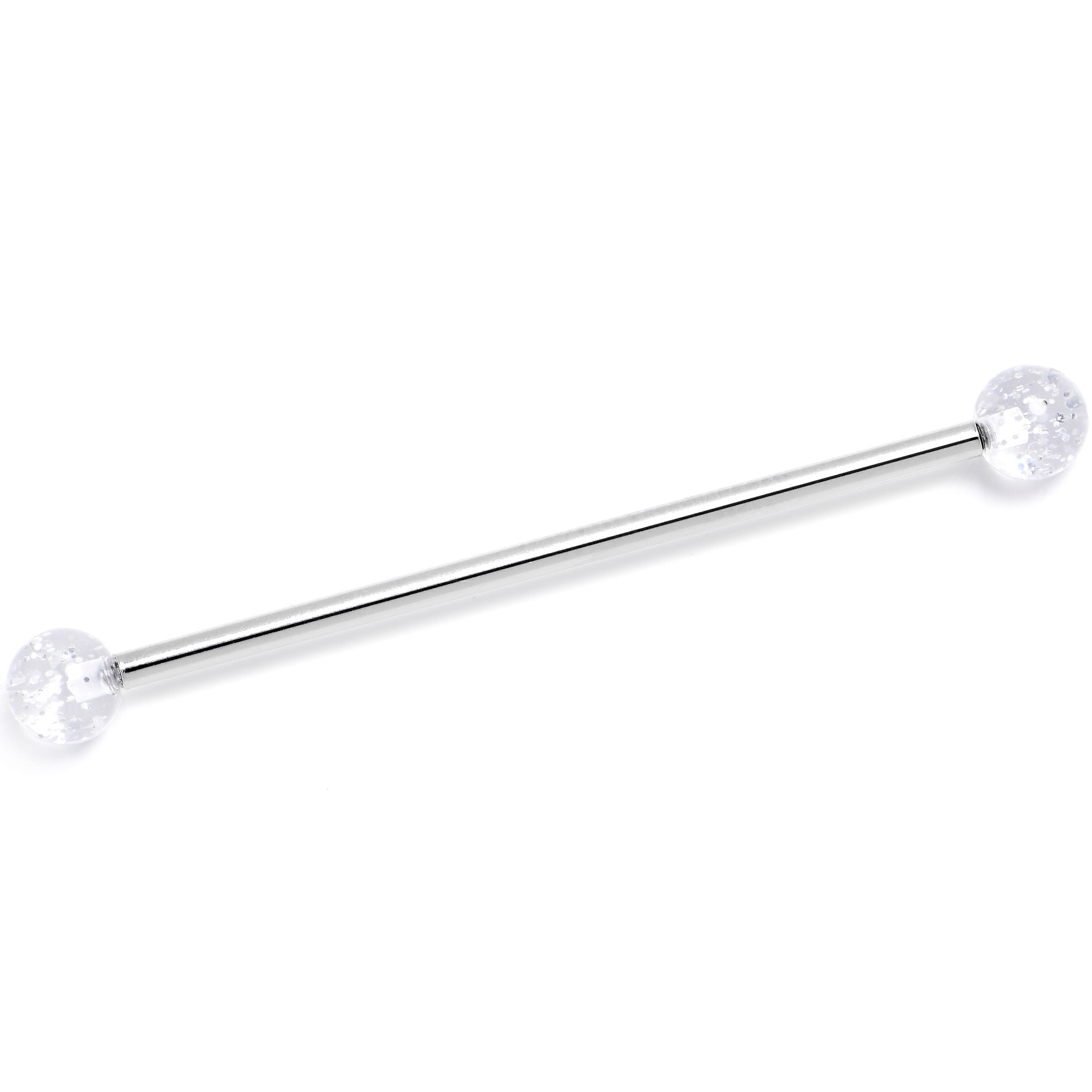 BodyCandy 14G Internally Threaded White Glitter Ends Industrial Barbell 38mm — main product shot