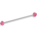 BodyCandy 14G Pink Gem Internally Threaded Disco Industrial Barbell 38mm — main product shot