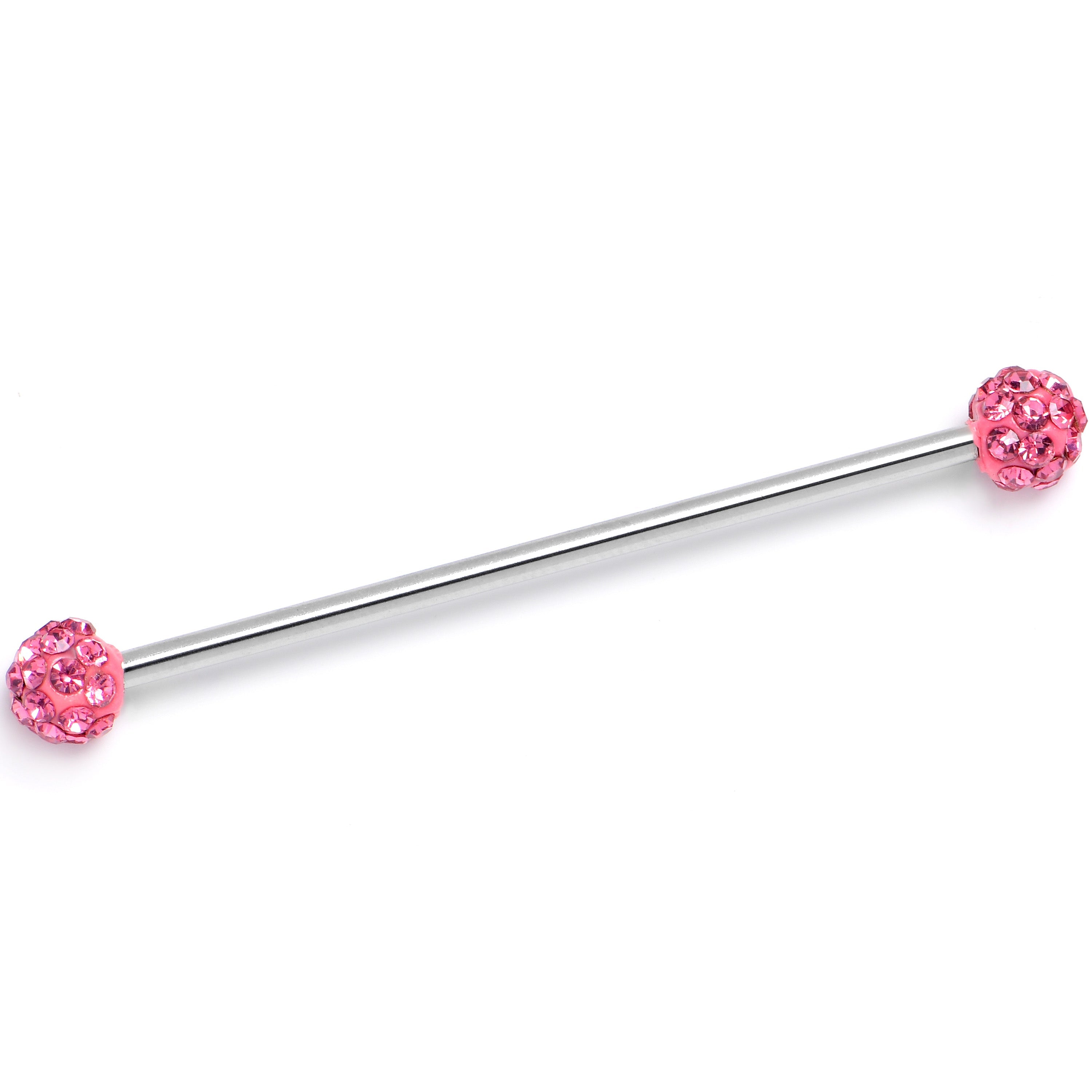 BodyCandy 14G Pink Gem Internally Threaded Disco Industrial Barbell 38mm — main product shot