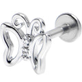 BodyCandy 16G 5/16 Clear CZ Gem Open Butterfly Internally Threaded Labret — main product shot