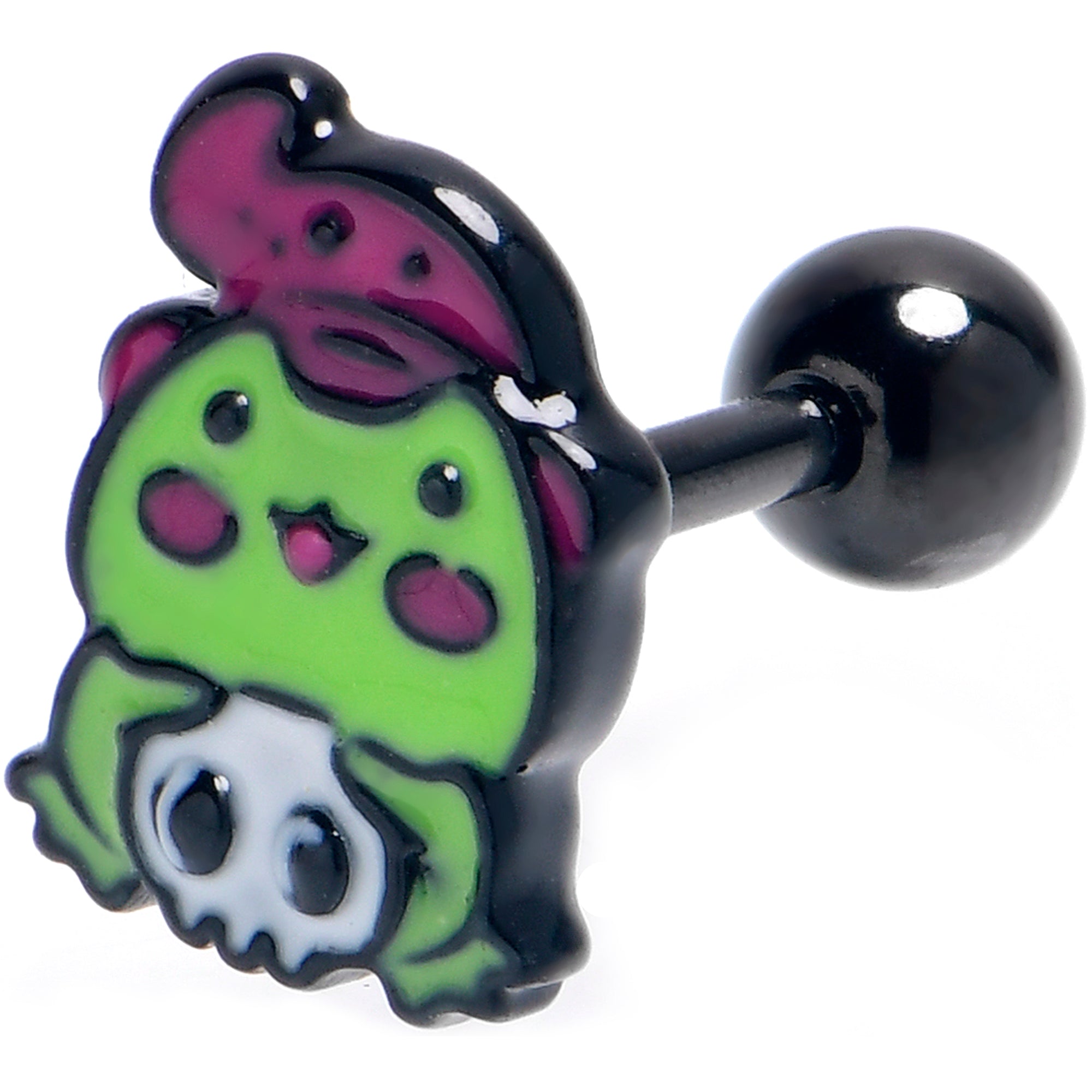 BodyCandy 16G Black Witch Frog Skull Halloween Tragus Cartilage Earring — main product shot
