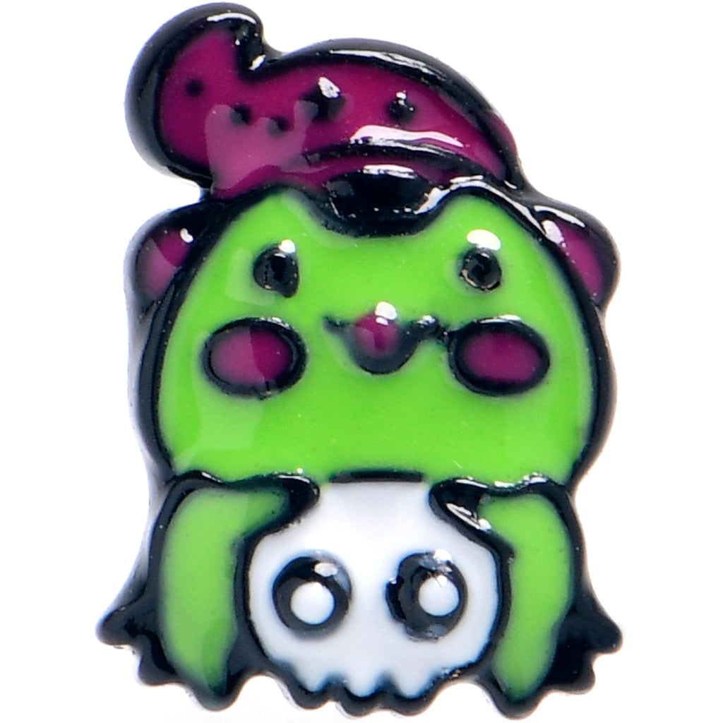 BodyCandy 16G Black Witch Frog Skull Halloween Tragus Cartilage Earring — detail close-up