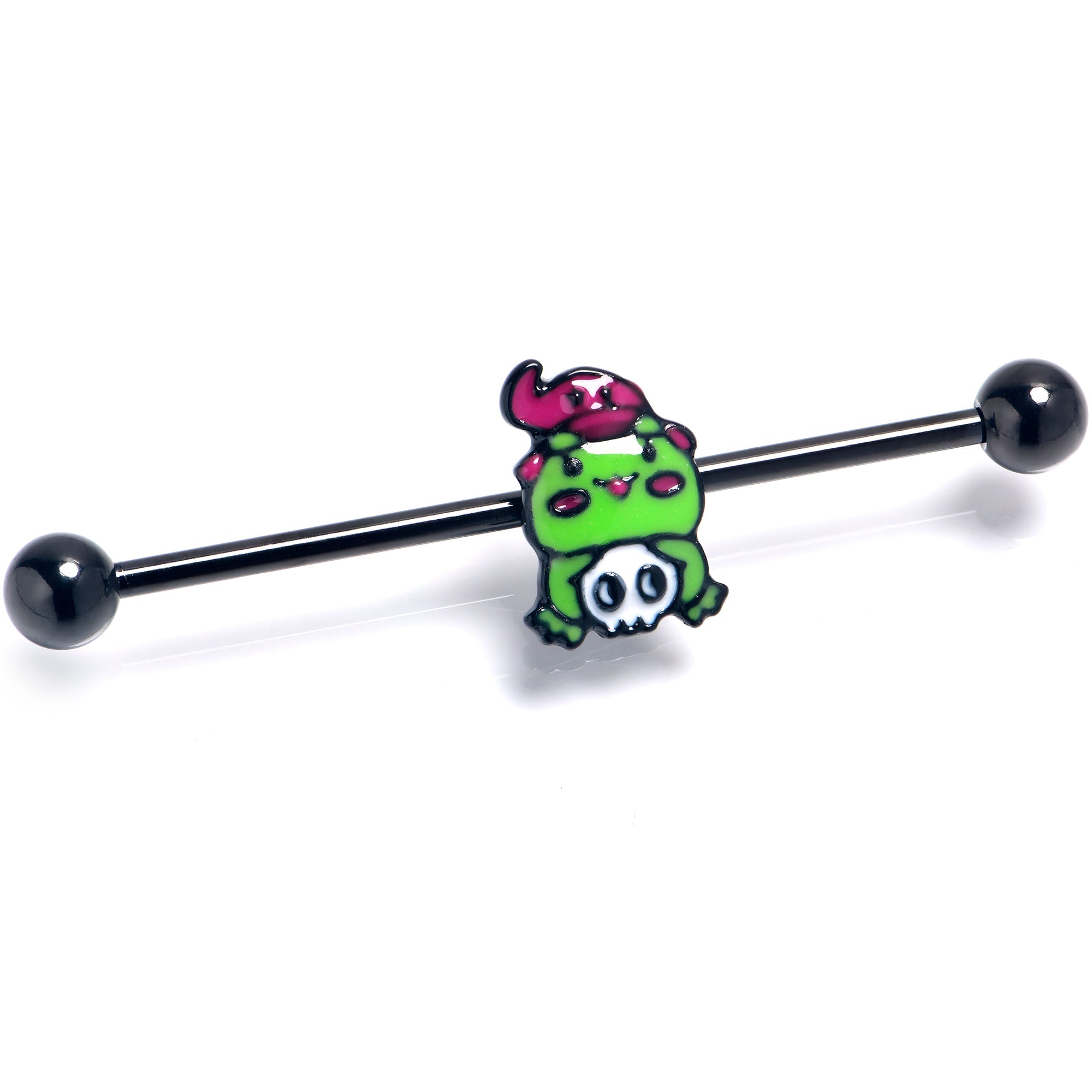 BodyCandy 14G Black Witch Frog Skull Halloween Industrial Barbell 38mm — main product shot