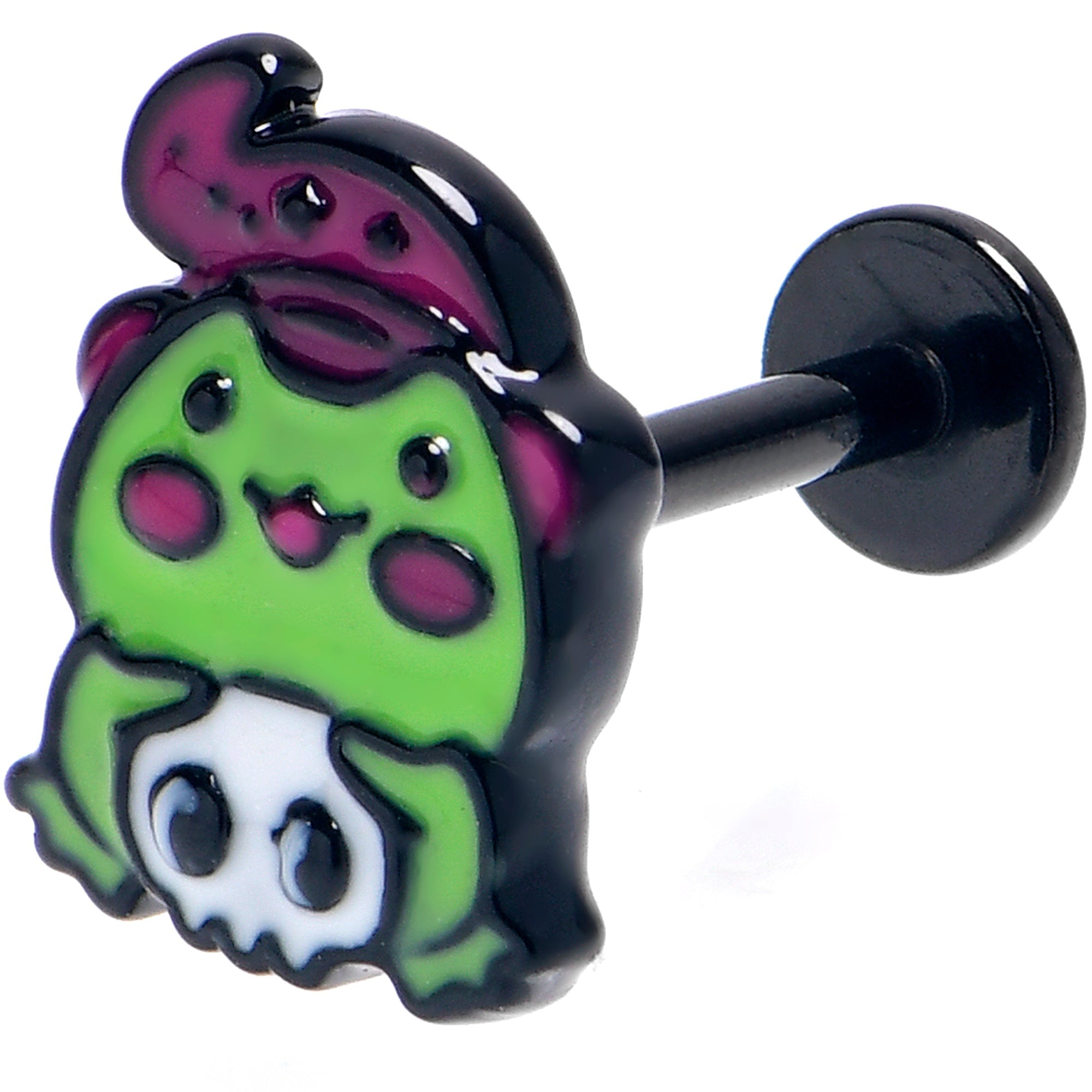 BodyCandy 16G 5/16 Black Witch Frog Skull Halloween Labret Monroe Tragus — main product shot
