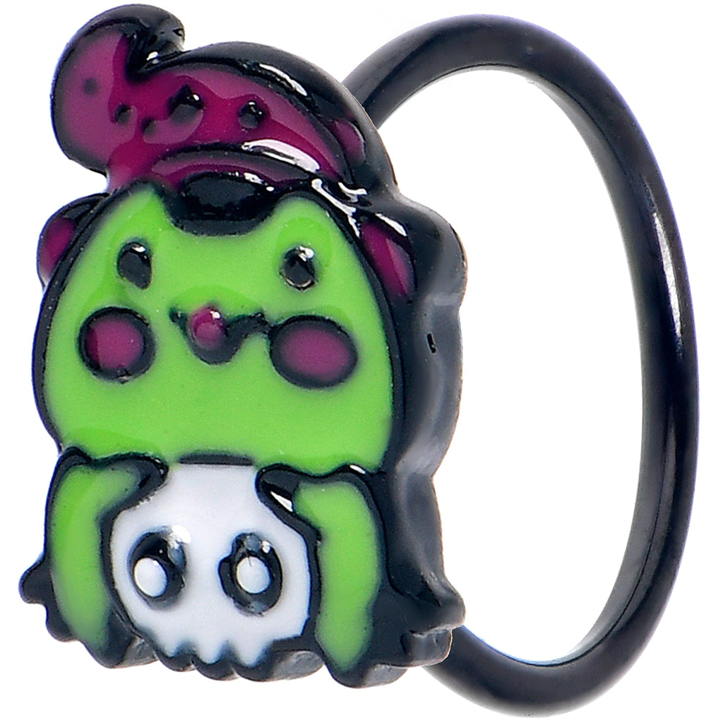 BodyCandy 20G 5/6 Black Witch Frog Skull Halloween Nose Hoop — main product shot