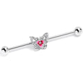 BodyCandy 14G Clear Gem Fabulous Butterfly Pink Industrial Barbell 38mm — main product shot