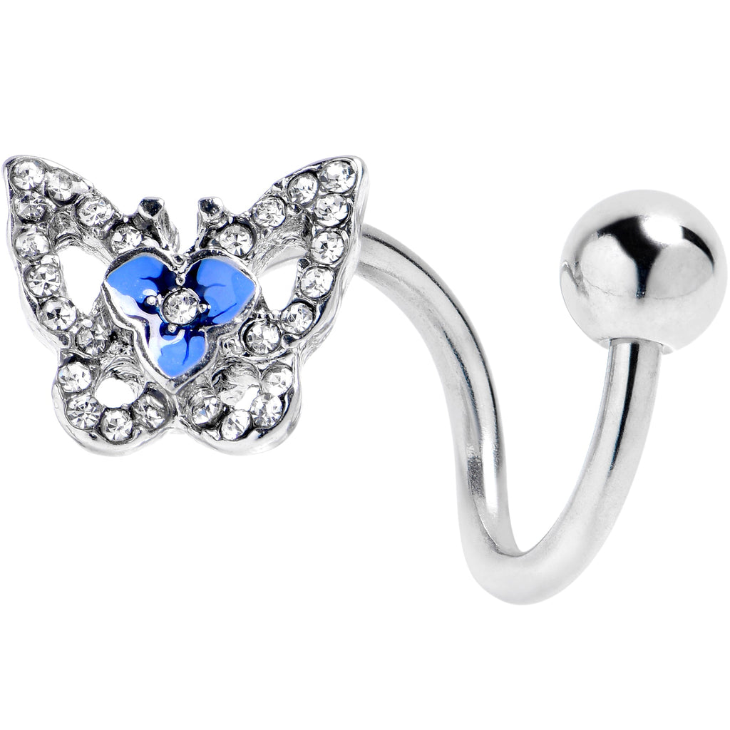 BodyCandy Clear Gem Fabulous Butterfly Blue Spiral Twister Belly Ring — main product shot