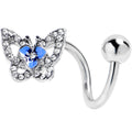 BodyCandy Clear Gem Fabulous Butterfly Blue Spiral Twister Belly Ring — main product shot