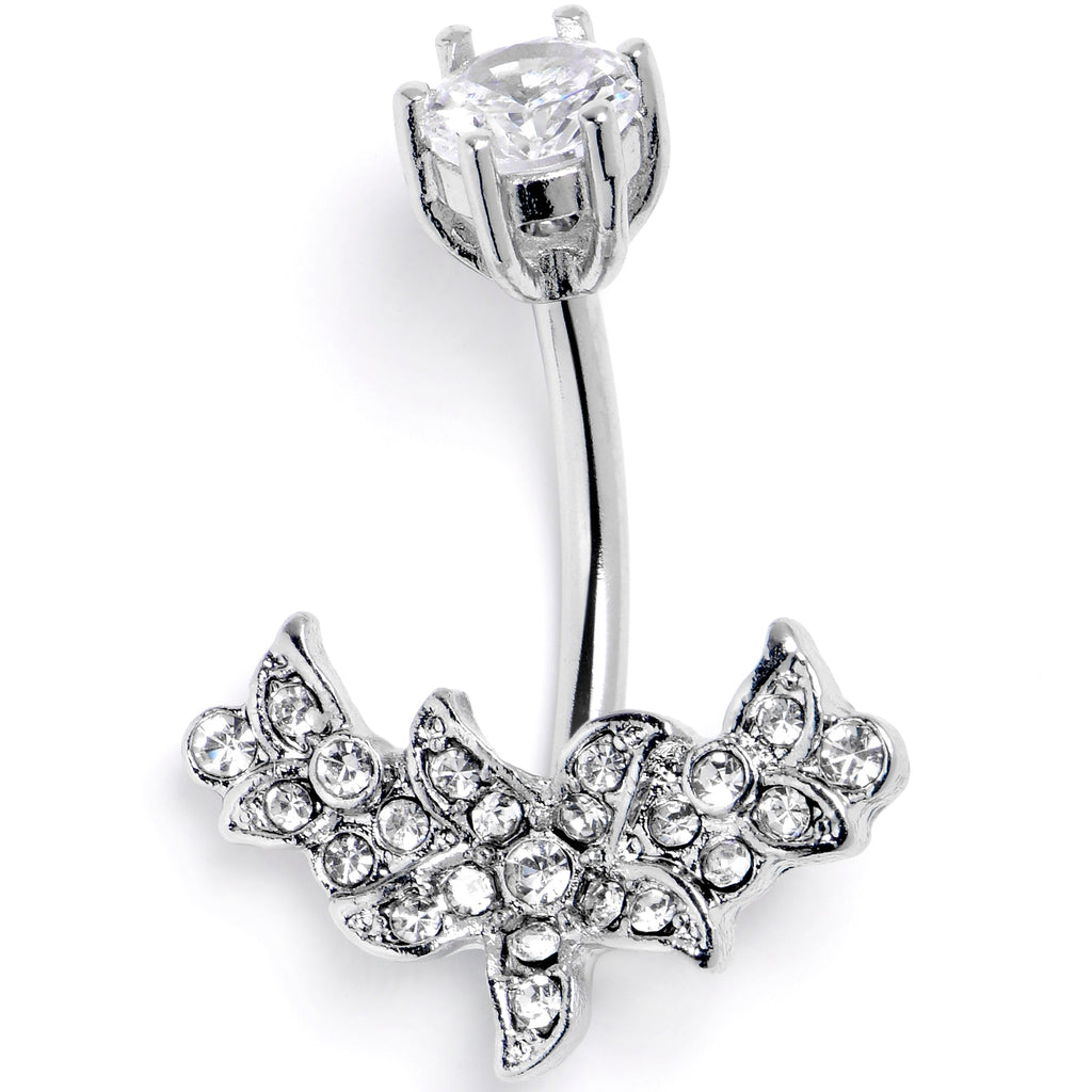 BodyCandy Clear CZ Gem Flower Garland Double Mount Belly Ring — main product shot