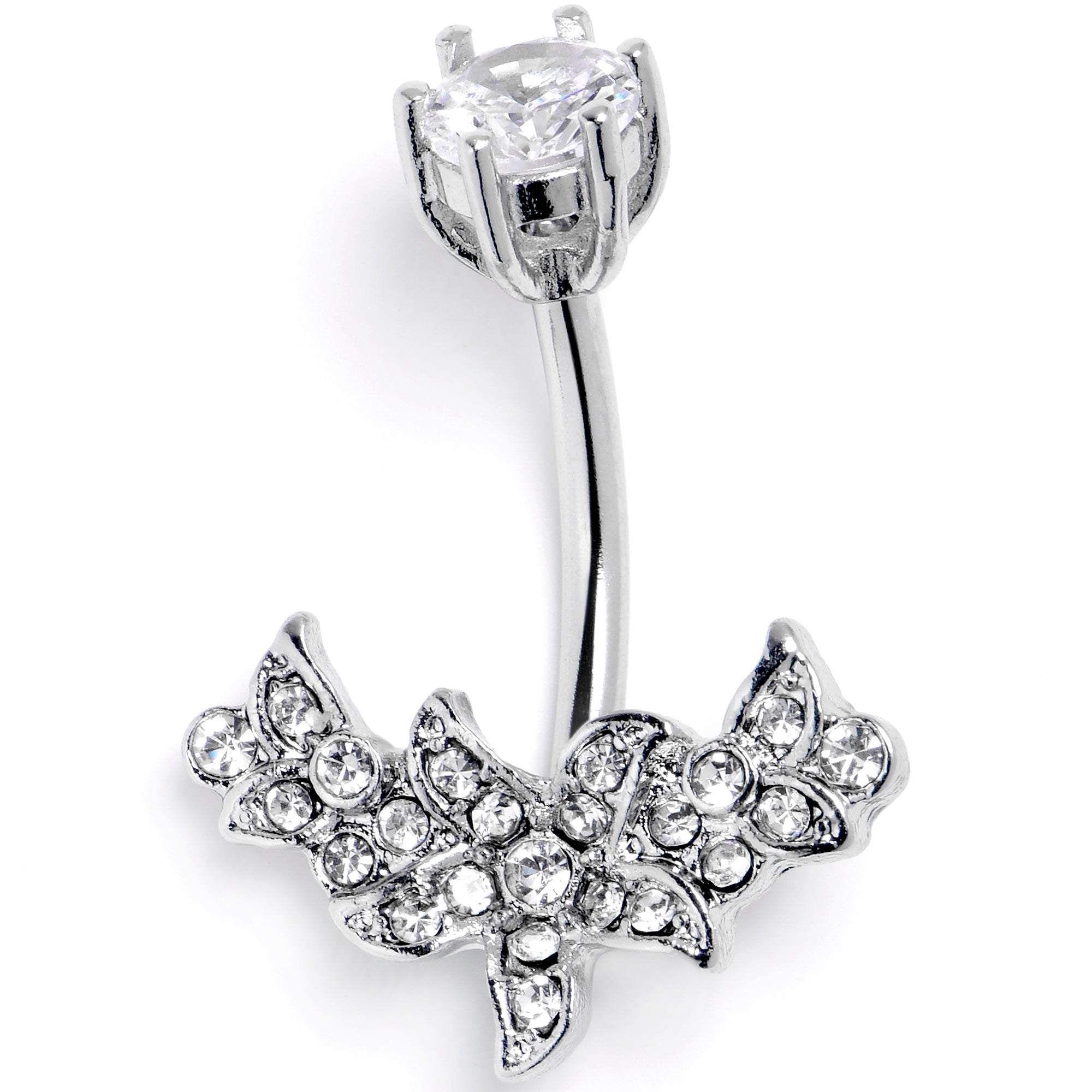 BodyCandy Clear CZ Gem Flower Garland Double Mount Belly Ring — main product shot