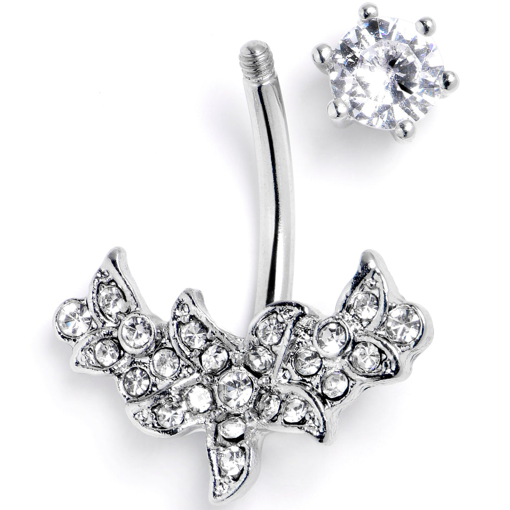 BodyCandy Clear CZ Gem Flower Garland Double Mount Belly Ring — lifestyle context
