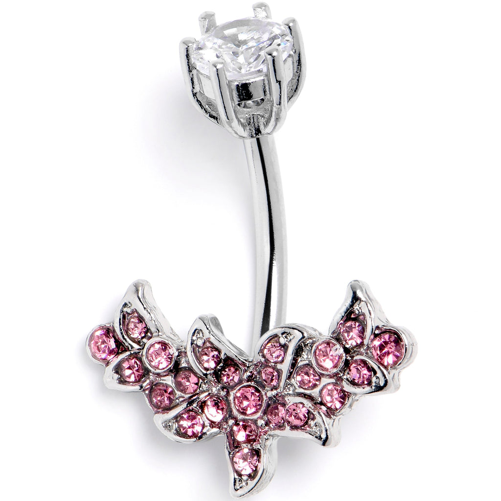 BodyCandy Clear Pink CZ Gem Flower Garland Double Mount Belly Ring — main product shot
