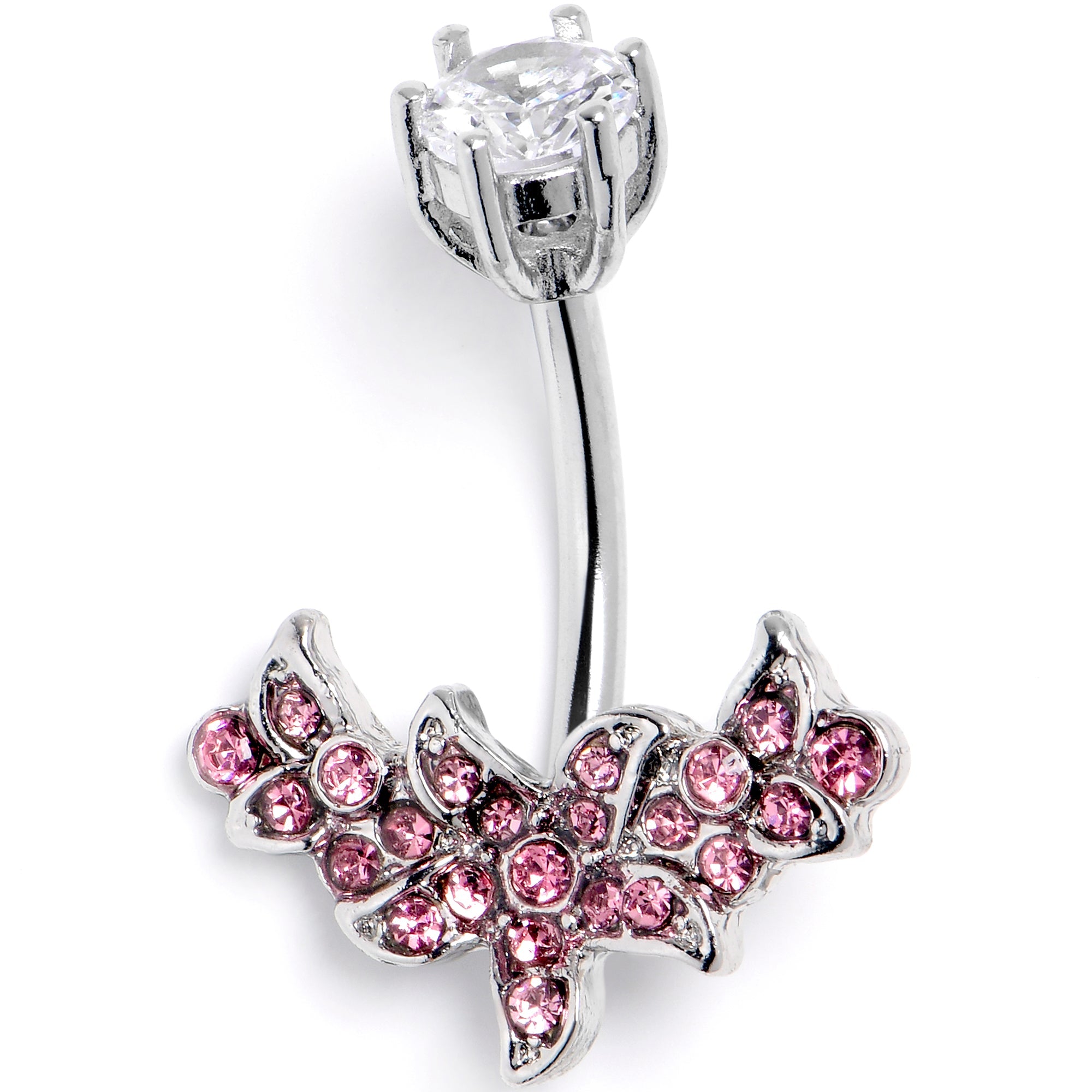 BodyCandy Clear Pink CZ Gem Flower Garland Double Mount Belly Ring — main product shot