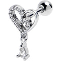 BodyCandy 16G 1/4 Clear CZ Gem Asymmetrical Heart Dangle Cartilage Earring — main product shot