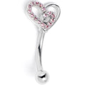 BodyCandy 16G 5/16 Pink Gem Asymmetrical Heart Curved Eyebrow Ring — main product shot