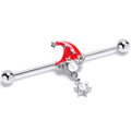 BodyCandy 14G Clear Gem Santa Hat Stars Red Dangle Industrial Barbell 38mm — main product shot