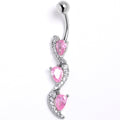 BodyCandy Pink Clear CZ Gem Super Style Swirl Dangle Belly Ring — main product shot