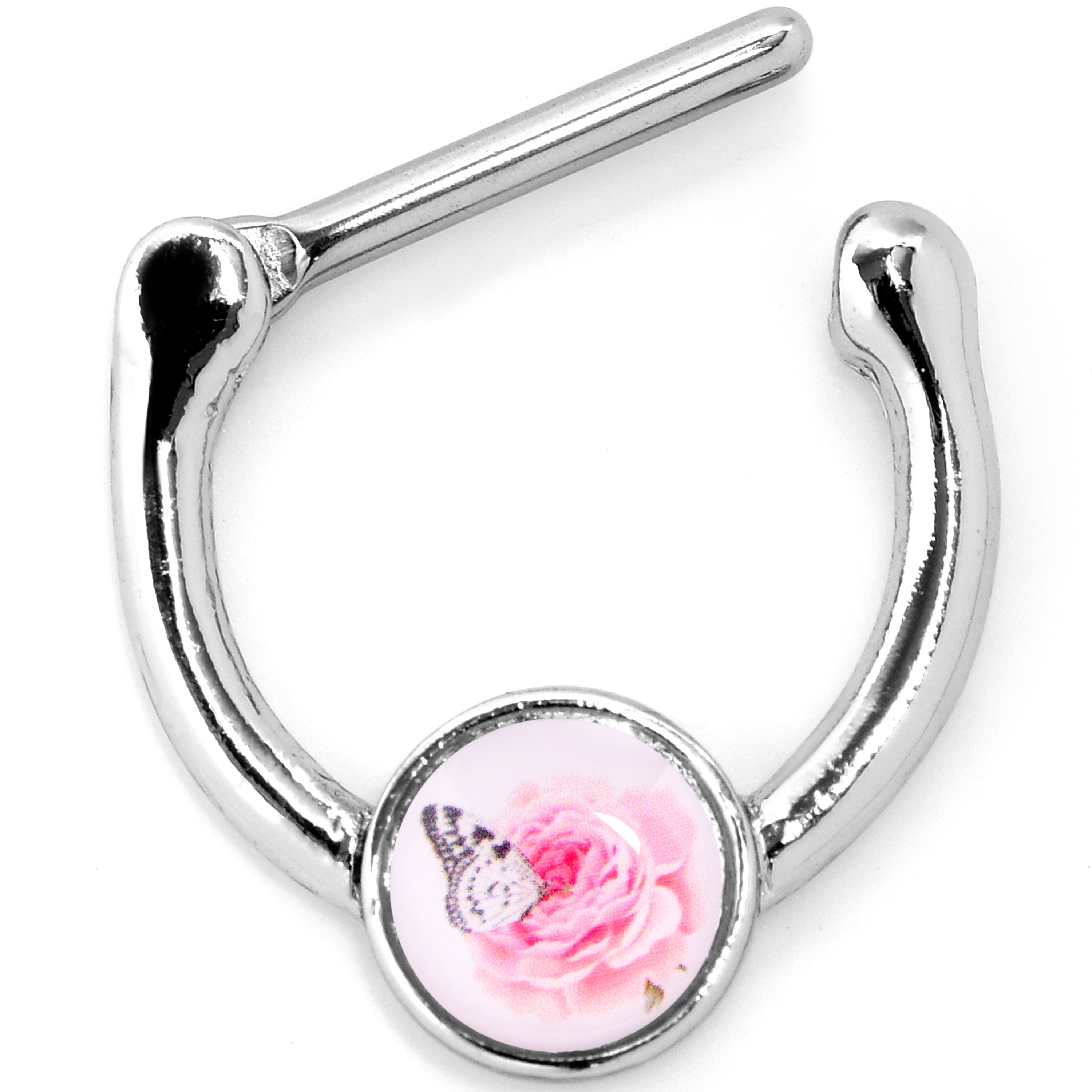 BodyCandy 16G 5/16 Butterfly Pink Rose Cartilage Clicker — main product shot