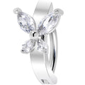 BodyCandy 14G 3/8 Clear CZ Gem G23 Titanium Butterfly Hinged Hoop Belly Ring — main product shot