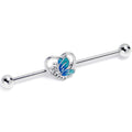 BodyCandy 14G Butterfly Love Heart Blue Industrial Barbell 38mm — main product shot