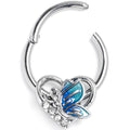 BodyCandy 16G 3/8 Clear Gem Butterfly Love Heart Blue Hinged Segment Ring — main product shot