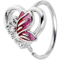 BodyCandy 20G 5/16 Butterfly Love Heart Pink Hose Hoop — main product shot