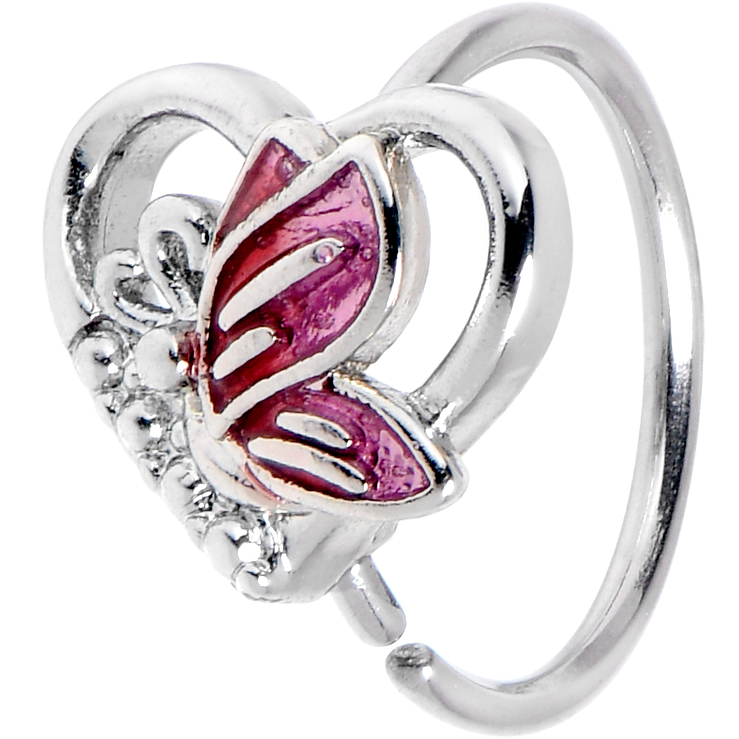 BodyCandy 20G 5/16 Butterfly Love Heart Pink Hose Hoop — main product shot