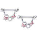 BodyCandy 14G 9/16 Pink Gem Hexagon Butterfly Dangle Nipple Ring Set — main product shot