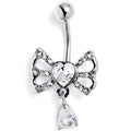 BodyCandy Clear CZ Gem Heart In A Bow Dangle Belly Ring — main product shot