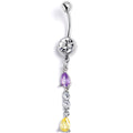 BodyCandy Purple Yellow CZ Gem Party Time Dangle Belly Ring — main product shot