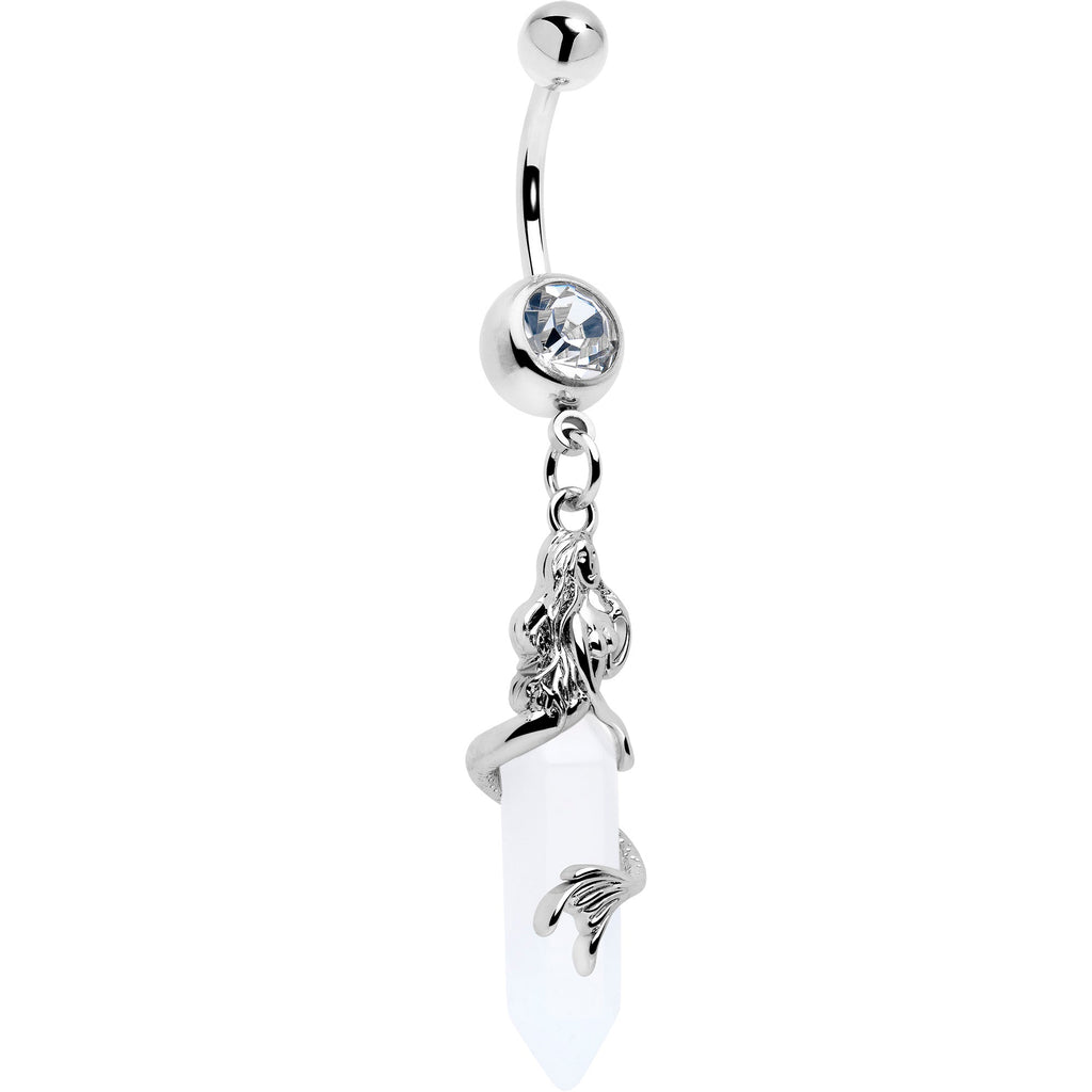 BodyCandy Clear Gem Mermaid Rider Dangle Belly Ring — main product shot