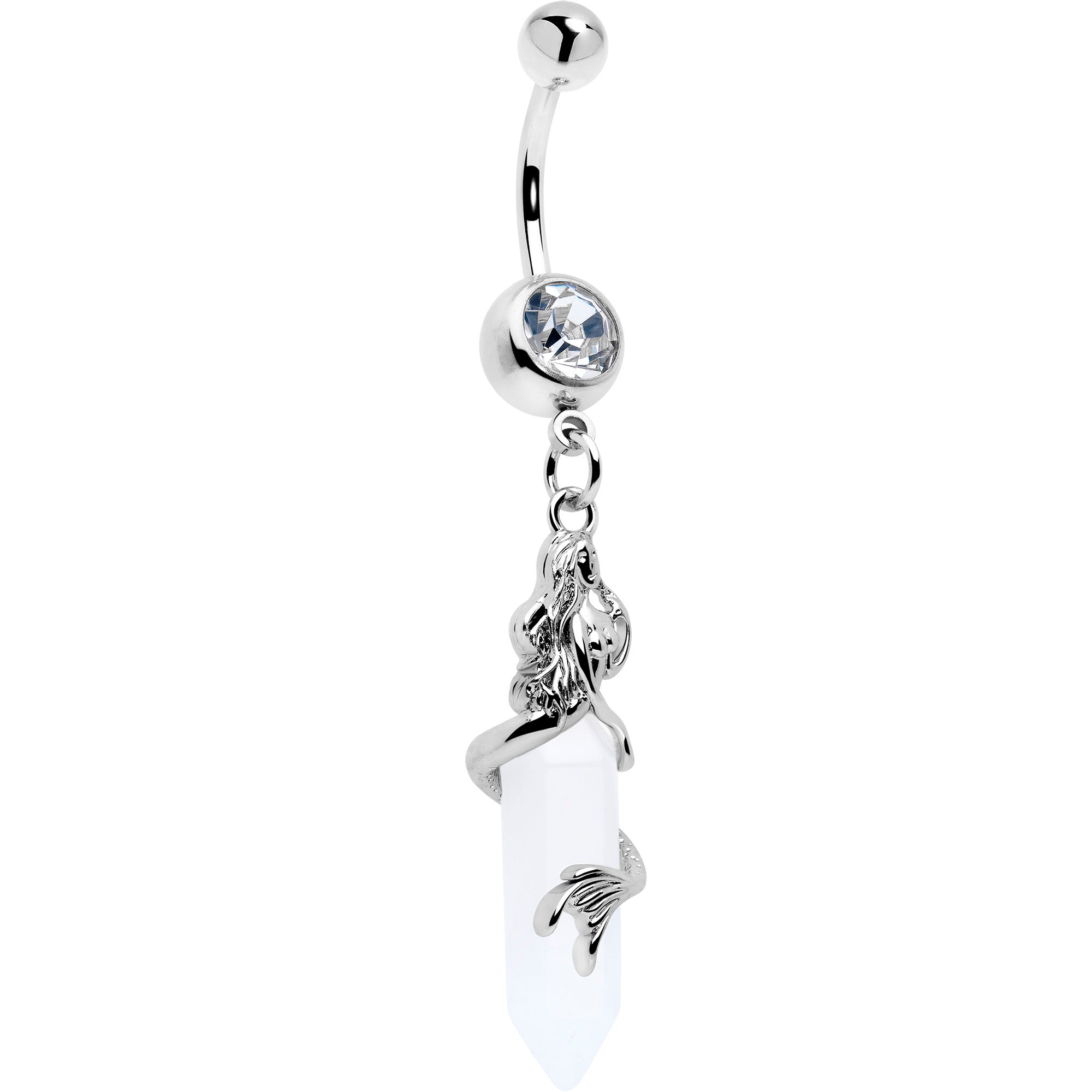 BodyCandy Clear Gem Mermaid Rider Dangle Belly Ring — main product shot