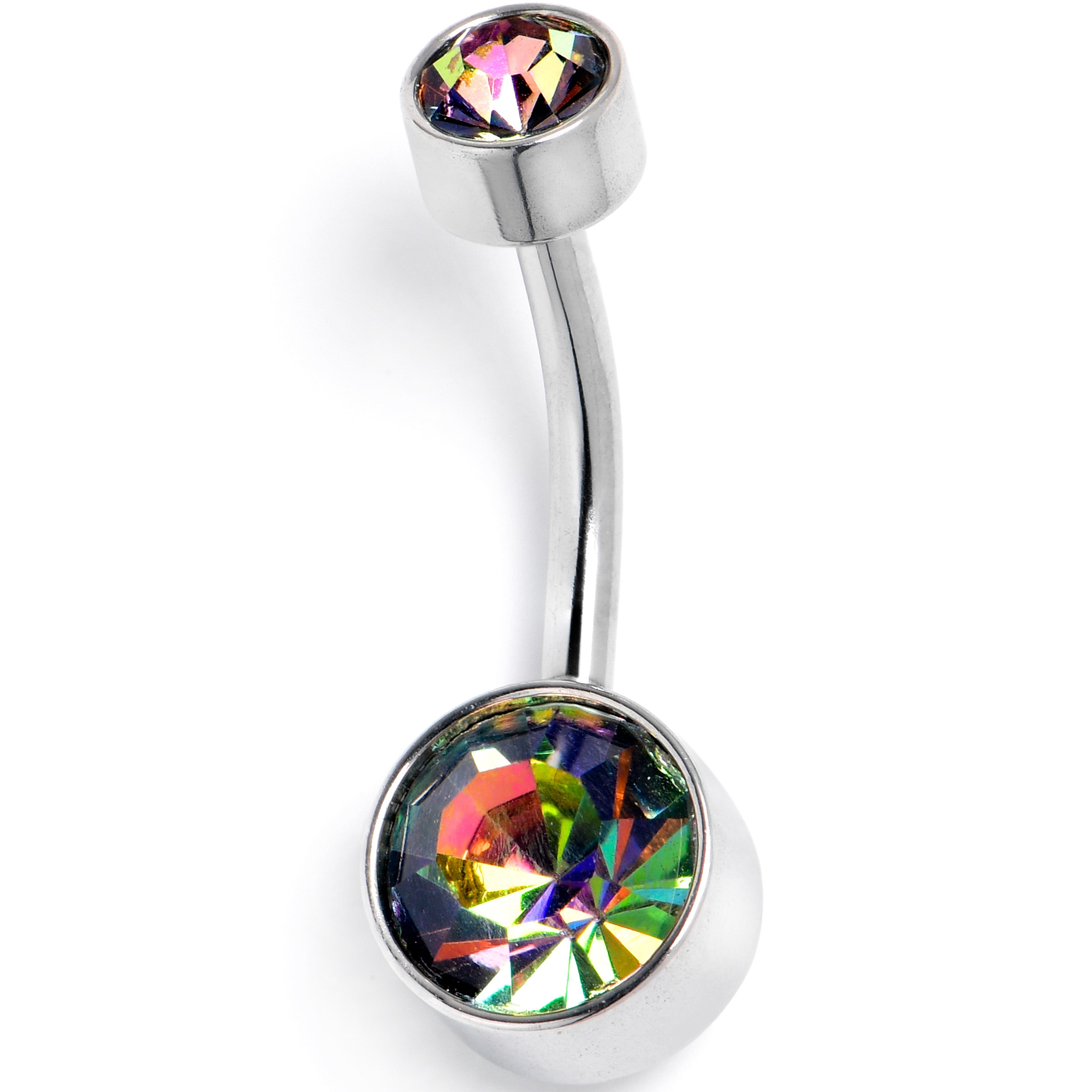 BodyCandy Vitrail CZ Gem Internally Threaded Simple Belly Ring — lifestyle context