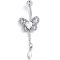 BodyCandy Clear Gem Whimsical Butterfly Dangle Belly Ring — main product shot